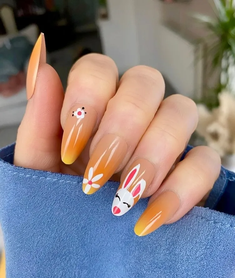 yellow orange ombre nails easter decorations