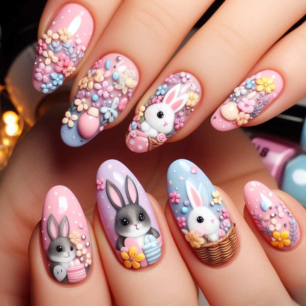 bunny bliss nail art design deavita (2)
