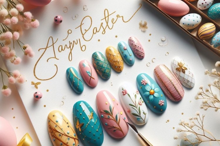 happy easter greeting card with nail art 2
