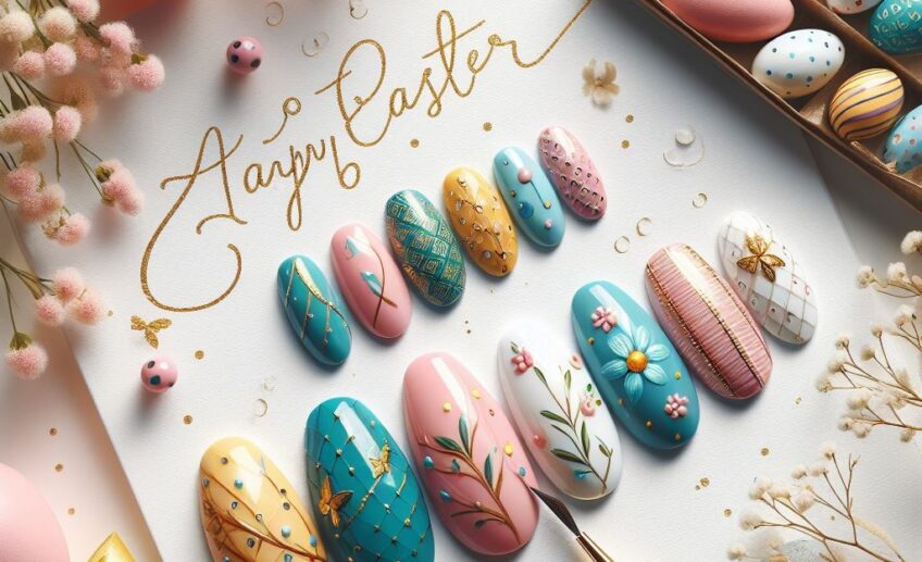 happy easter greeting card with nail art 2